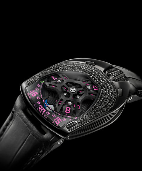 UR-106 Black Pink
Steel/titanium PVD 
Black diamonds
2016