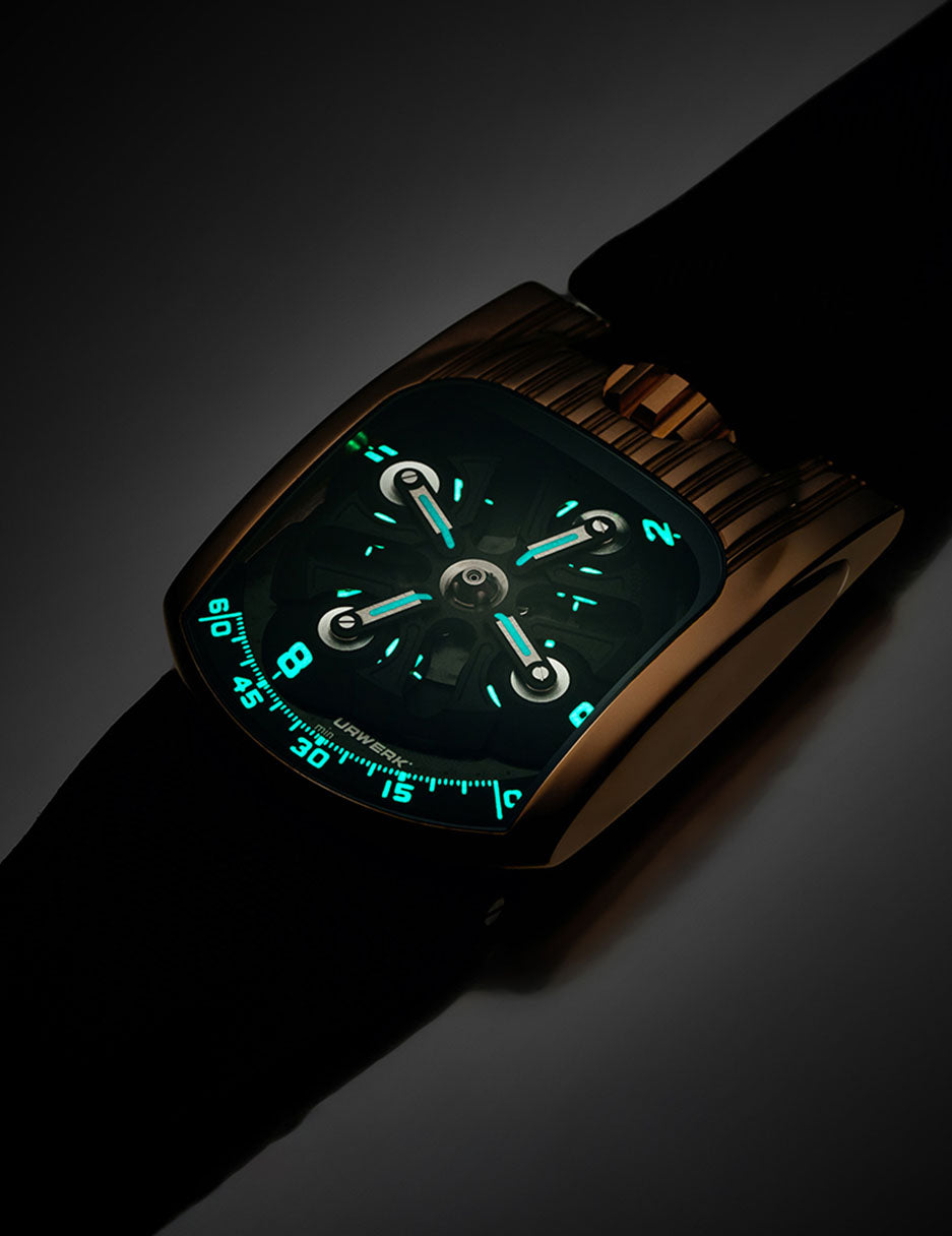 URWERK UR-103T RG – Open Sapphire Crystal Wandering Hours Display