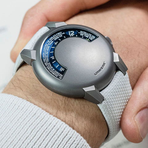 URWERK UR-102 Reloaded strap worn on wrist.