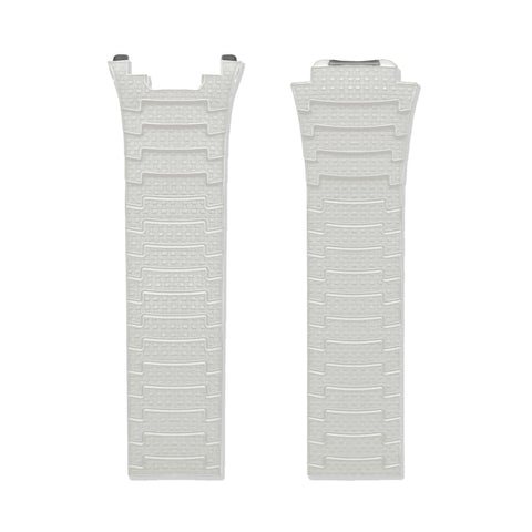 URWERK UR-150 white rubber strap showing material and texture.