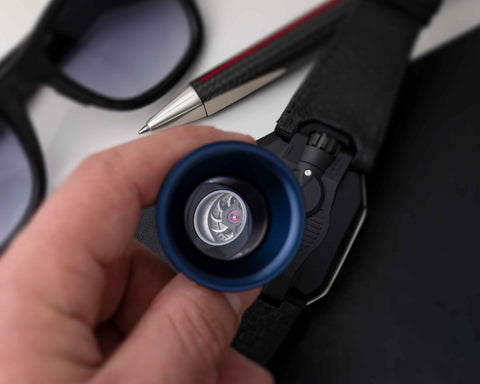 Close view of URWERK UR-110 PT close up of the automatic turbine