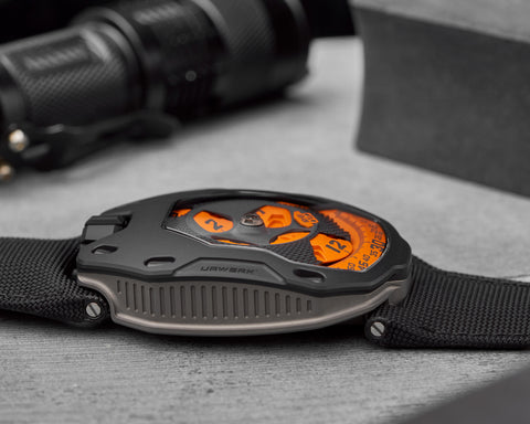 URWERK UR-105 TA Black Orange limited edition watch with bold colour and satellite complication.