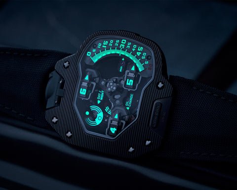 URWERK UR-110 ST Ribbed limited edition collector watch with textured case design, plus lume.